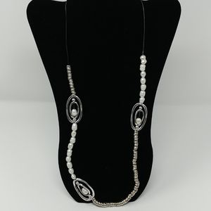 NWT Mixed Metal Faux Pearl Necklace